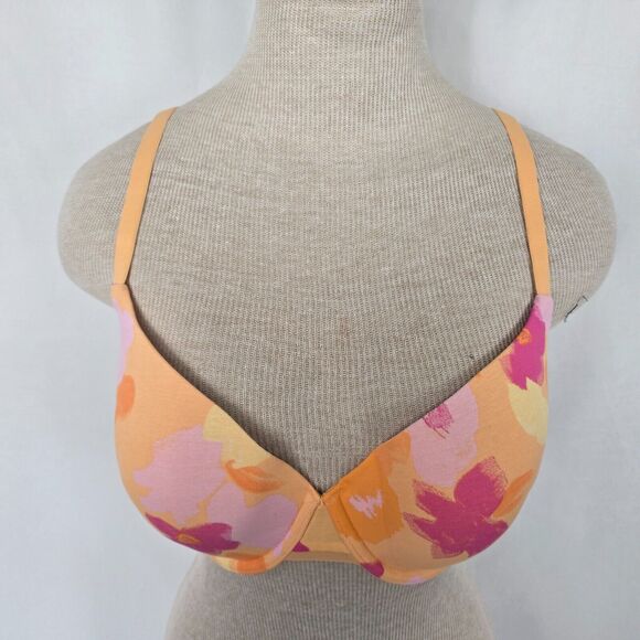 Auden Bra Women's 36DD Pink Orange Floral The Everyday Demi Coverage NWT - Picture 2 of 16